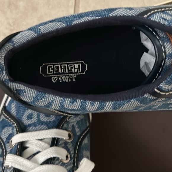 🆕 Coach Barrett Leather Canvas Fashion Sneakers Blue Women's US 8B - Picture 8 of 9